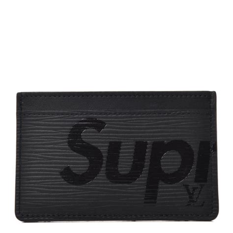 LOUIS VUITTON X SUPREME Epi Card Holder Black